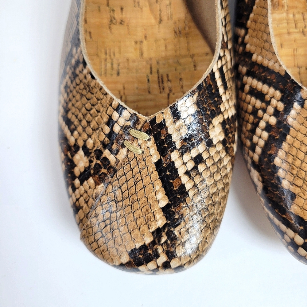 Korks By Kork Ease Padilla Leather Snake, Square Toe, Slip On, Ballet Flats - Picture 3 of 5